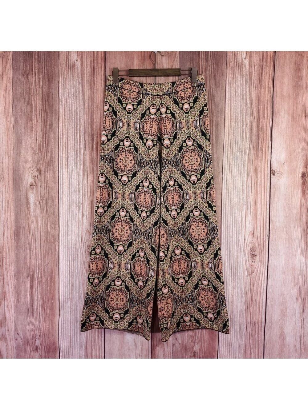 Free People Large Sun in the West Pants Black Magic Combo Boho Chic Wide Leg